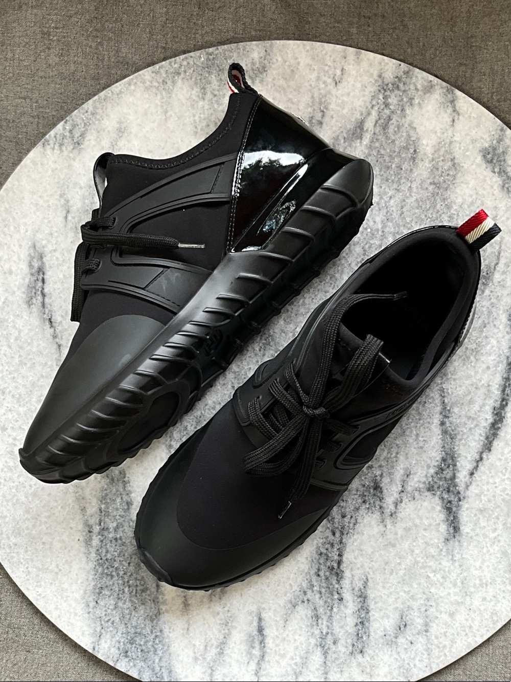 Moncler Women’s Emilia Leather and Neoprene Sneaker With Dust Bags
